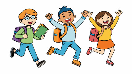 The students are jumping for joy vector illustration
