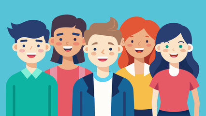 happy group of young people vector illustration 