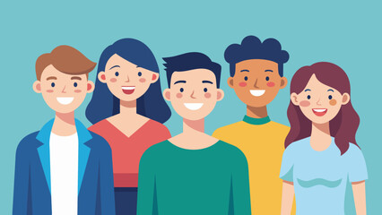happy group of young people vector illustration 