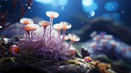 anemone actinia texture underwater reef sea UHD Wallpaper - obrazy, fototapety, plakaty