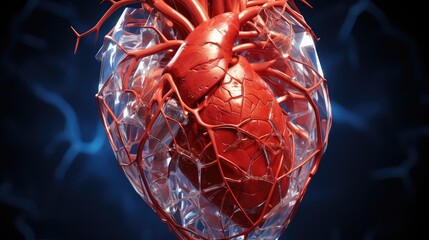 Human heart anatomy form lines and triangles UHD Wallpaper - obrazy, fototapety, plakaty