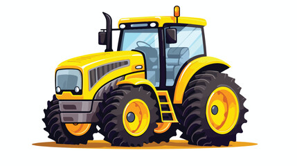 Vector illustration the yellow tractor. 2d flat cartoon