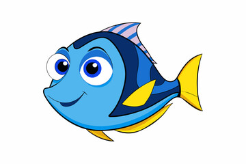 blue tang fish vector illustration