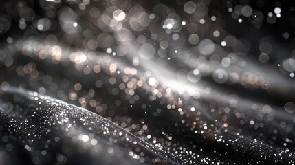 Abstract silver glitter background with curves.