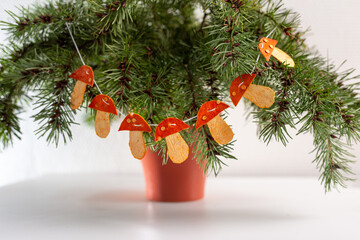 christmas decoration handmade from tangerine peel, new year concept