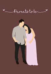 Happy couple, Parents to be, expecting a baby, vector illustration. 