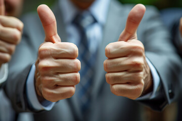 Businessman in Suit Giving a Thumbs Up