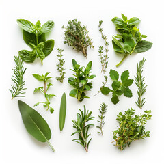collection of herbs, mix herbs