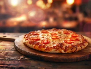 Foto op Plexiglas Margherita Tomato Basil Mozzarella Cheese Pizza Vegetarian Slice Whole Box Background Image © DigitalFury