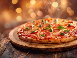 Margherita Tomato Basil Mozzarella Cheese Pizza Vegetarian Slice Whole Box Background Image