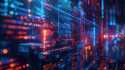 Digital electronic technology glowing background. Blockchain technology wallpaper. Computer network...