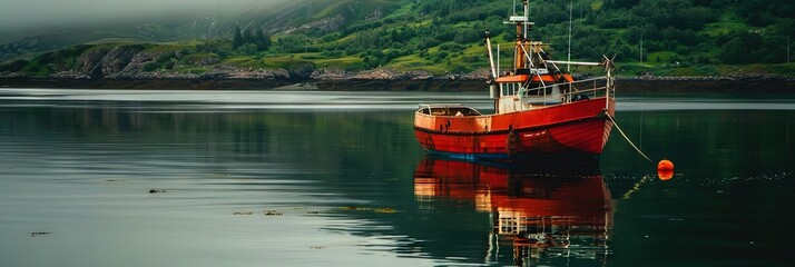 photo of a fishing vessel on the water  - obrazy, fototapety, plakaty