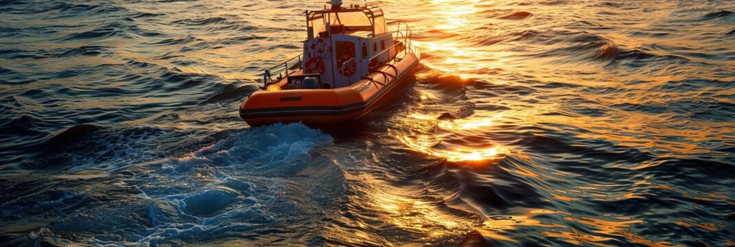 photo of a lifeboat on the water 