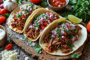 Delicious Homemade Beef Tacos with Fresh Toppings - 784812557