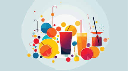 Vector image. colored drinks elements icon with cir