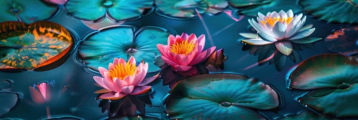 Foto op Canvas photo of colorful water lilies  © Steph