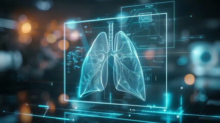 Futuristic medical research or lungs health care  - obrazy, fototapety, plakaty