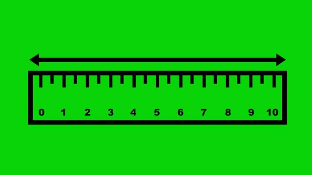 video animation black icon ruler and arrow measurement concept, on a green chroma key background