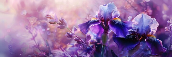 photo of iris flowers  - obrazy, fototapety, plakaty