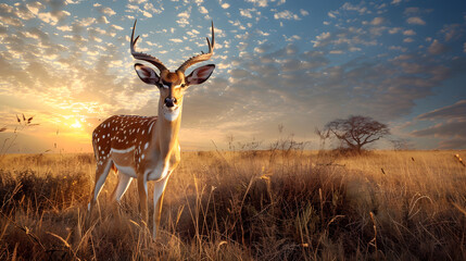 Majestic Nyala Deer in Tranquil Savanna: A Harmonious Symphony of Nature