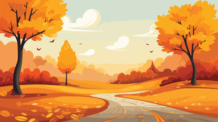 Naklejka na ściany i meble Vector image autumn designs with orange and yellow
