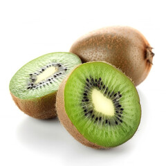 Fototapeta premium Fresh Kiwi on White Background. Generated by AI