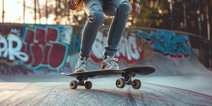 photo of young woman skateboarding in the city skate park