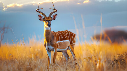 Majestic Nyala Deer in Tranquil Savanna: A Harmonious Symphony of Nature