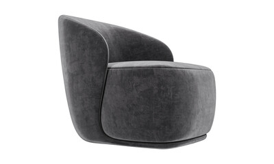 Modern gray Velvet  fabric armchair  isolated on white background. Furniture Collection