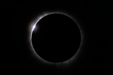 Bailey's Beads and Chromosphere ,April 8 2024 Total Solar Eclipse. Texas