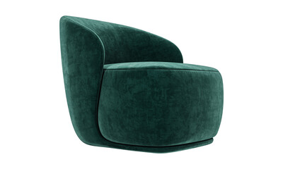 Modern green Velvet  fabric armchair  isolated on white background. Furniture Collection