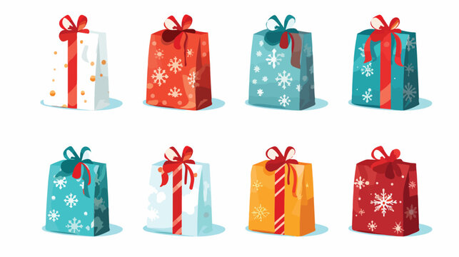 Vector image christmas gift bag with white background