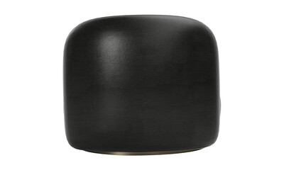 Modern black leather round armchair with metallic legs isolated on white background. Furniture...