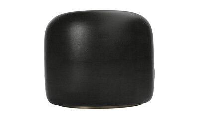 Modern black leather round armchair with metallic legs isolated on white background. Furniture Collection.