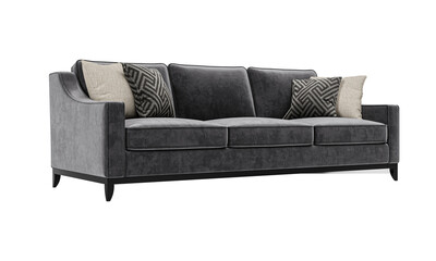 Obraz premium Modern and luxury gray velvet sofa isolated on white background. Furniture Collection.