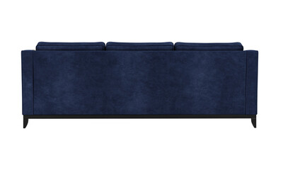 Modern and luxury navy blue velvet sofa isolated on white background. Furniture Collection. 