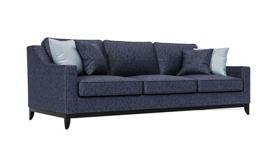 Modern and luxury blue sofa isolated on white background. Furniture Collection. 