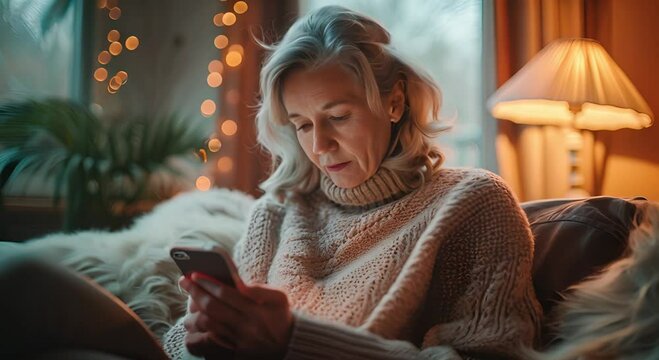 Empowering Menopause Management Middle-Aged Woman Utilizing Wellness Apps on Smartphone to Navigate Symptoms with Technology
