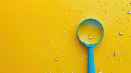 Minimalist Yellow Background with Blue Magnifying Glass