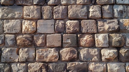 Stonewall, old brown stone pattern in textured wall, ancient bricks texture, facade material background