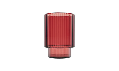 modern red glass vase isolated on white background.  Glass flower pot. 