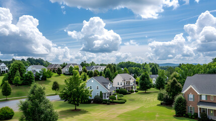 Fototapeta na wymiar Idyllic Suburban Landscape: NC's Diverse and Beautiful Real Estate