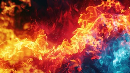 Fototapeta premium A blaze of vibrant colors erupts in a mesmerizing thermal heat map abstract.