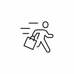 courier on foot delivery icon