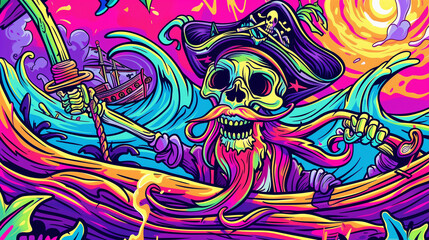 A psychedelic Pirate. Generative AI