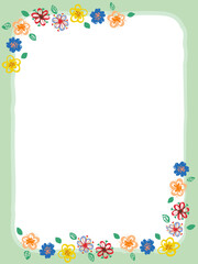 Hand drawn flowers border background illustration