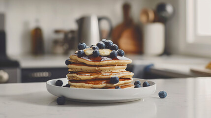 Delicious Plate of Blueberry Pancakes