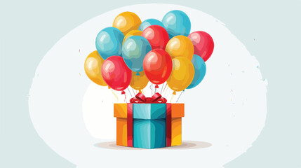 Vector image of balloons icon coming out of a gift
