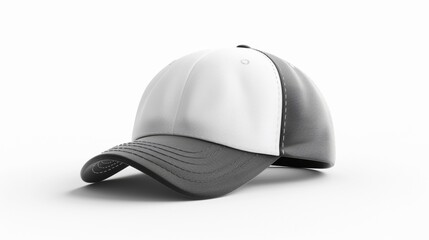 Blank mockup of a twotoned baseball cap with a contrast brim and adjustable buckle closure. .