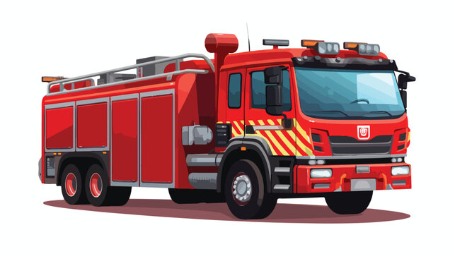Vector image of fire truck illustration 2d flat cartoon